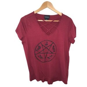 Supernatural Join The Hunt Shirt Womens Medium Burgundy Red Devils Trap Graphic